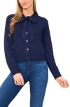 Cece Tie Neck Cardigan In Blue
