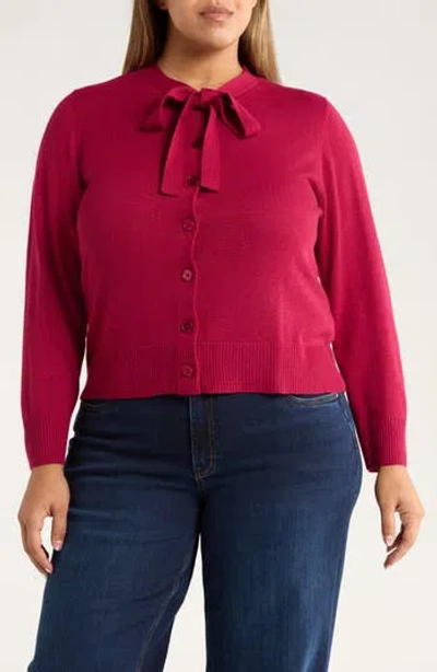 Cece Tie Neck Cardigan In Pink