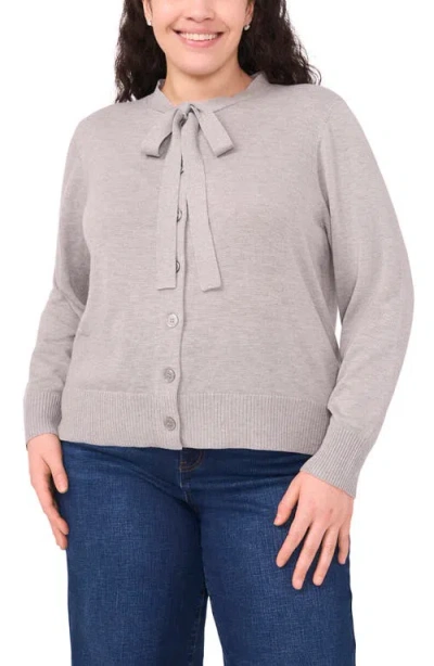 Cece Tie Neck Cardigan In Gray