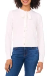 Cece Tie Neck Cardigan In White