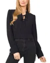 Cece Tie Neck Long Sleeve Blouse In Rich Black