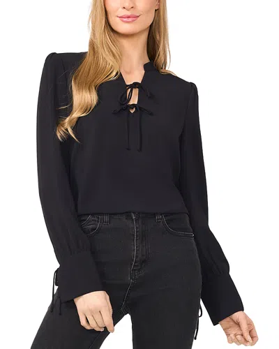 Cece Tie Neck Long Sleeve Blouse In Rich Black