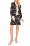 Cece Tie Neck Long Sleeve Shirtdress In Multi