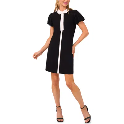 Cece Tie Neck Puff Sleeve Dress In Black