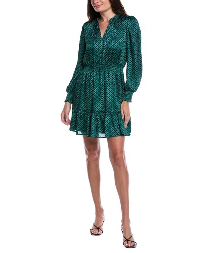 Cece Tie-neck Short Dress In Green