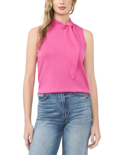 Cece Tie Neck Wool-blend Tank In Pink
