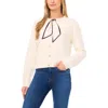 Cece Women's Tie Scarf Long-sleeve Cardigan Sweater In White