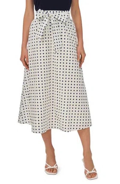 Cece Tie Waist A-line Midi Skirt In Multi