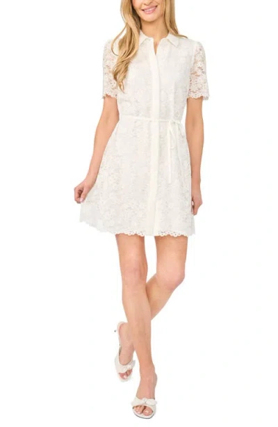 Cece Tie Waist Lace Minidress In White