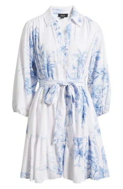 Cece Tie Waist Ruffle Hem Long Sleeve Dress In Multi