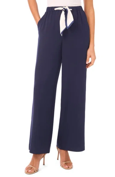 Cece Tie Waist Straight Leg Pants In Multi
