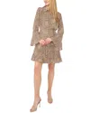 Cece Tiered Flounce Sleeve & Hem Dress In Brown
