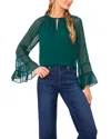 Cece Tiered Flowy Keyhole Blouse In Multi