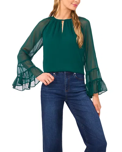 CECE CECE TIERED FLOWY KEYHOLE BLOUSE