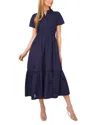 Cece Floral Embroidered Flounce Hem Cotton Maxi Dress