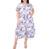 Cece Floral Tiered Cotton Midi Shirtdress