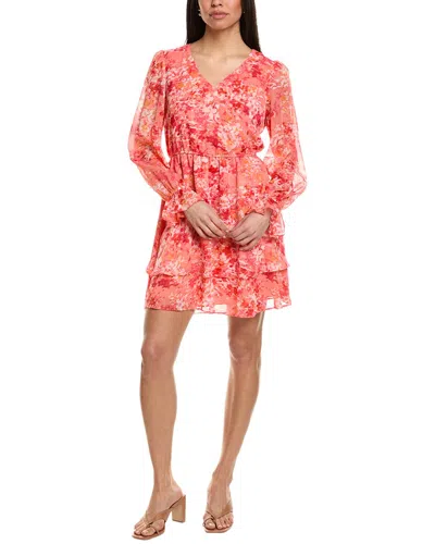 Cece Tiered Mini Chiffon Dress In Multi