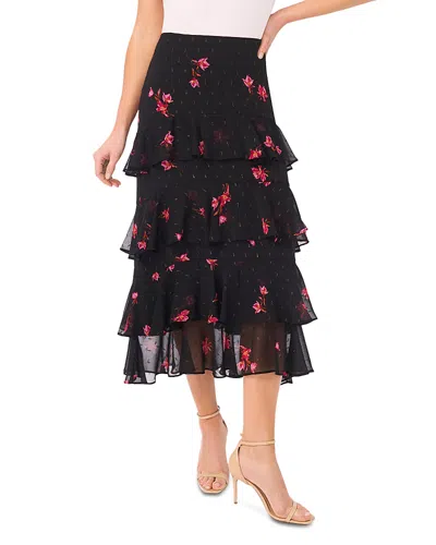 CECE CECE TIERED RUFFLE FLOUNCE MIDI SKIRT