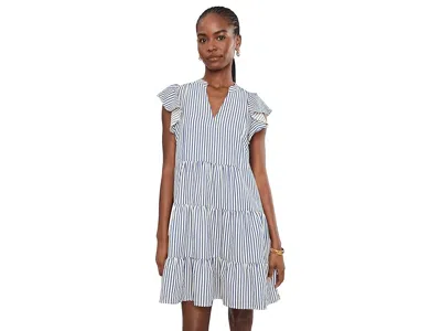 Cece Tiered Ruffle Flutter Sleeve Dress Women's Dress Paradise Blue: Md In Multi