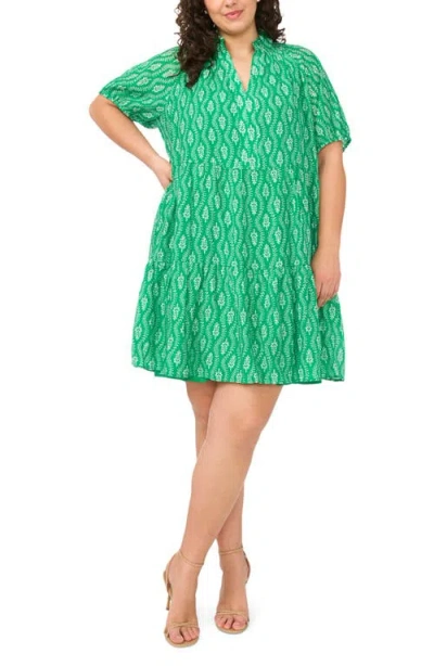 Cece Tiered Ruffle Neck Dress In Green