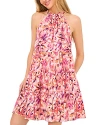 Cece Floral Tiered Ruffle Stretch Cotton Dress In New Ivory