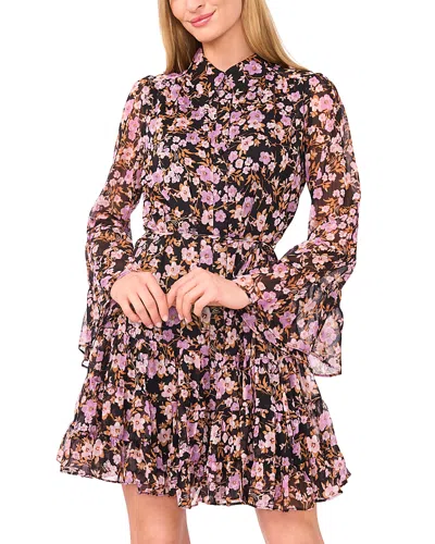 Cece Tiered Shirt Dress In Multi
