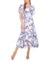 Cece Floral Tiered Cotton Midi Shirtdress