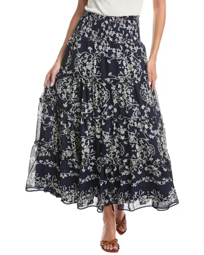 Cece Tiered Smock Waist Maxi Skirt In Multi