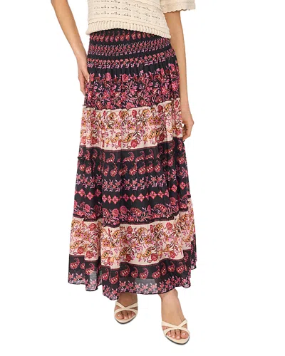 Cece Tiered Smock Waist Maxi Skirt In Multi