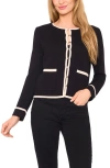 Cece Patch Pocket Tipping Cardigan In Black