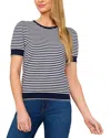 Cece Stripe Short Sleeve Sweater In Classic Navy