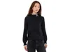 Cece Ruffle Mock Neck Sweater In Black