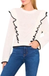 Cece Tipped Ruffle Sweater In Neutral