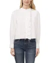 Cece Imitation Pearl Detail Stretch Cotton Poplin Button-up Shirt