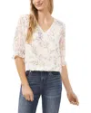 Cece Floral Clip Dot Chiffon Top