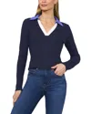 Cece Colorblock Cotton Blend Polo Sweater
