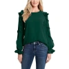 Cece Top Women's Large Green Stretch Ruffle Balloon Sleeve Blouse Preppy Vda276 In Green