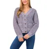 Cece Tuck Stitch Grandpa Button-up Cardigan In Purple