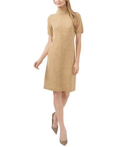 Cece Short Sleeve Turtleneck Sweater Dress In Brown