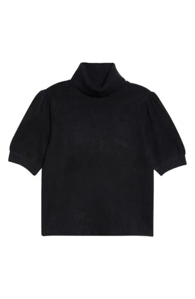 Cece Turtleneck Short Sleeve Sweater In Black