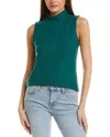 Cece Rib Mock Neck Sleeveless Top In Green