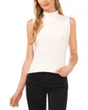 Cece Women's Sleeveless Mock Neck Wide Rib Knit Top In White