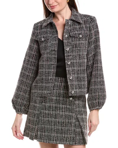 Cece Tweed Ballion Jacket In Black