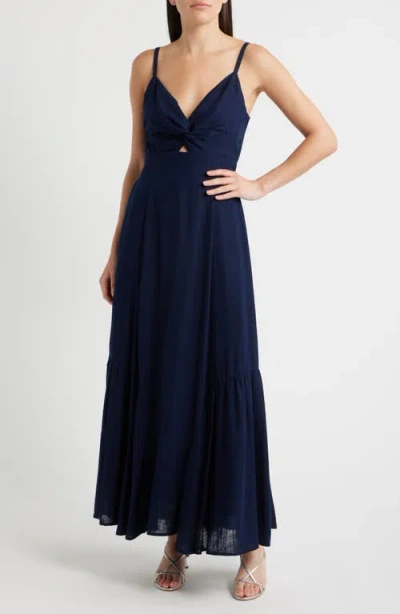 Cece Twist Front Cutout Maxi Dress In Blue