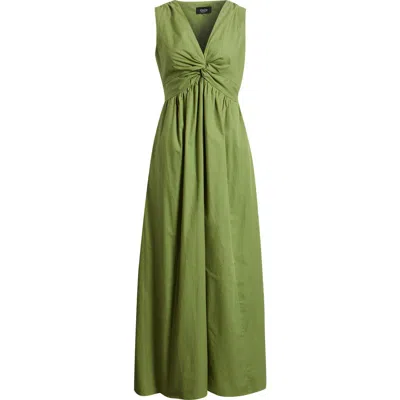 Cece Twist Front Sleeveless Poplin Midi Dress In Multi
