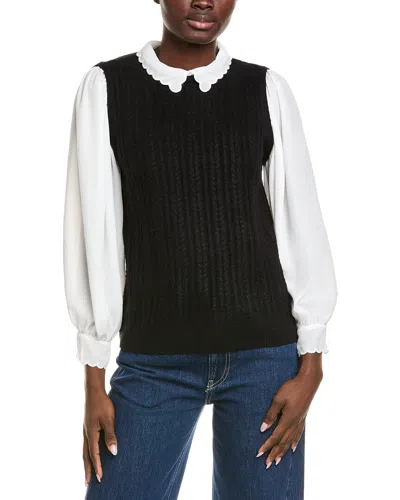 Cece Two-fer Sweater In Black