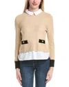 Cece Twofer Sweater In Gray