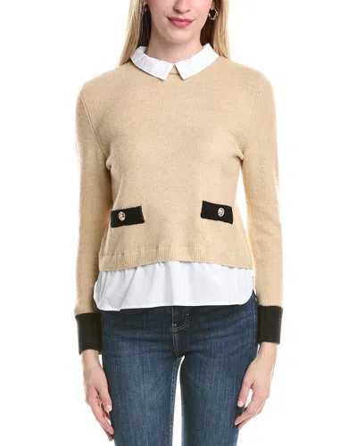 Cece Twofer Sweater In Neutral