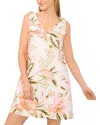 Cece Floral Bow Shoulder Shift Minidress In New Ivory