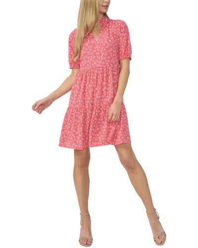 Cece V Neck Baby Doll Tiered Dress In Pink